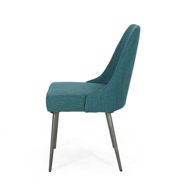 English Elm Christopher Knight Home® - DINING Chair Set of 2 Upholstered Modern Curved Back Dining Chairs with Powder-Coated Metal Legs Teal 62218.00T