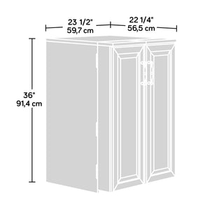 English Elm Craft Station with Drop-Leaf Extension, Brown Khaki Pine Finish — Compact Crafting Workstation w/ Storage B356P402737