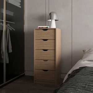 English Elm Natural Oak Five-Drawer Dresser with Sturdy Wood Frame, Timeless Warmth, Space-Saving Elegance B062P323164