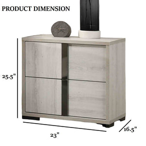 English Elm Contemporary White Wash Nightstand with Dovetail Drawers Chrome Handles Bedroom Storage B2741P435290