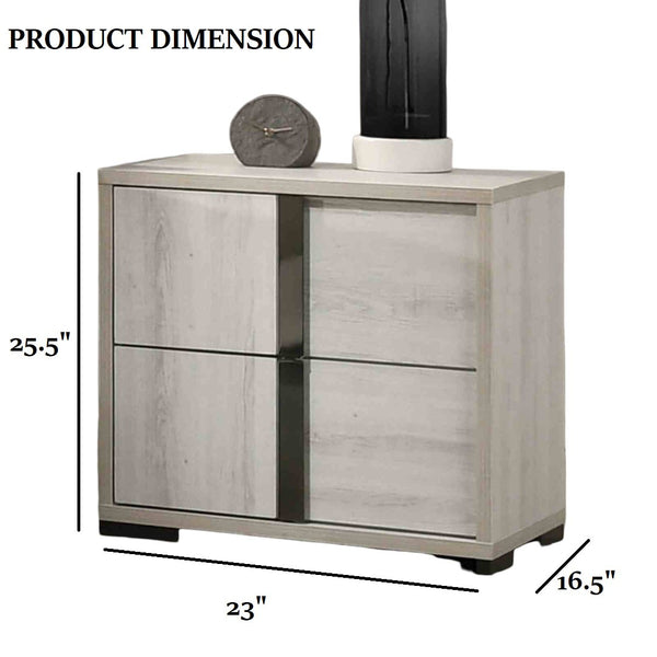 English Elm Contemporary White Wash Nightstand with Dovetail Drawers Chrome Handles Bedroom Storage B2741P435290