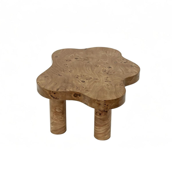 English Elm 40-inch Cloud Shaped Coffee Table Sculptural Mdf Top with Tapered Legs for Living Rooms Natural Wood W3935S00005