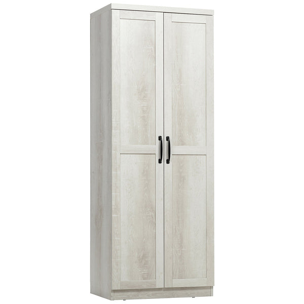 English Elm Homcom 63" Freestanding Kitchen Pantry With 5-Tier Shelving, Adjustable Storage & Antique White Finish W2225P229353