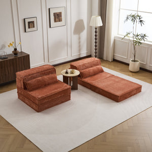 English Elm Compression Oversized Modular Sofa Bed - Versatile Floor Seating With Memory Foam & Pillows, Orange W3723S00046