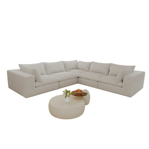 English Elm 118.2" Cloud Sofa - Soft White Corduroy, Modular Design, No Assembly, Removable Cushions For Comfort W2824S00099