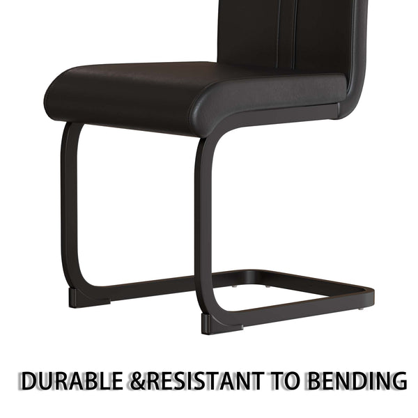 English Elm 63" Modern Medieval Brown Mdf Dining Set With 6 Ergonomic Pu Armless Chairs, Quick Assembly & Style W2189S00666