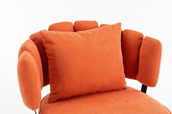 English Elm Decorative Chenille Barrel Tub Chair with Pocket Coil Cushion for Cozy Reading Nooks Orange W5188P462023