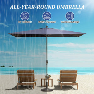 English Elm Rectangle Patio Umbrella With Crank Lift & Adjustable Tilt - Navy Blue Shade For Outdoor Spaces W1859P320955-GIGA