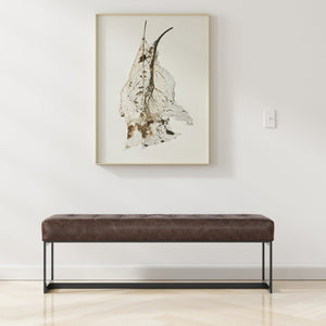 English Elm Penelope Tufted Genuine Leather Bench Ottoman with Black Metal Base for Bedroom B136P436940