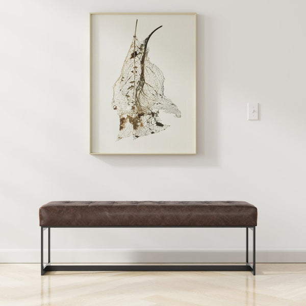 English Elm Penelope Tufted Genuine Leather Bench Ottoman with Black Metal Base for Bedroom B136P436940