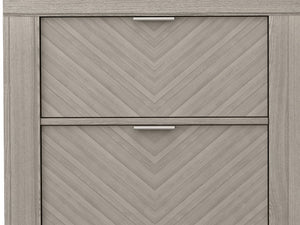 English Elm 2 Drawer Nightsand with Bookmatched Ash Veneers, USB Port, Solid Wood & MDF, Sleek Storage Design Light Gray 26.5 L x 18.75 W x 28.5 H B2699P238931