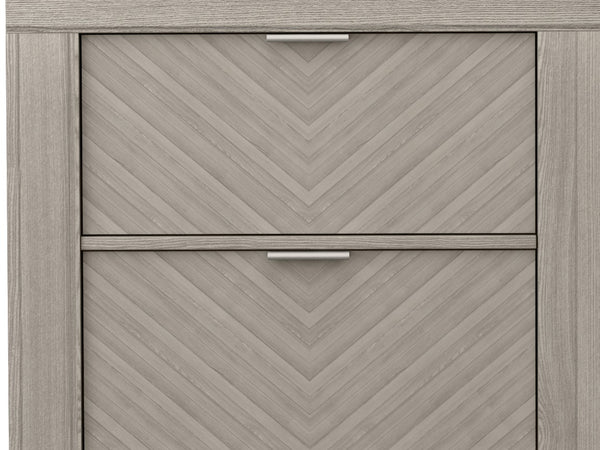 English Elm 2 Drawer Nightsand with Bookmatched Ash Veneers, USB Port, Solid Wood & MDF, Sleek Storage Design Light Gray 26.5 L x 18.75 W x 28.5 H B2699P238931
