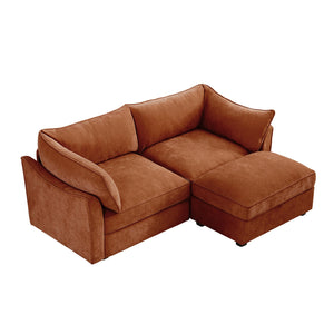 English Elm 2 Seater Sofa With Movable Ottoman And Hidden Storage - Stylish Chenille Comfort For Any Space W3041S00203