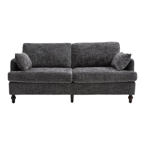 English Elm Modern chenille 2-seater sofa with LED lighting, USB charging, storage pocket, sturdy wood legs Gray W395P318544