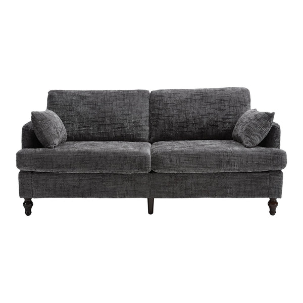 English Elm Modern chenille 2-seater sofa with LED lighting, USB charging, storage pocket, sturdy wood legs Gray W395P318544