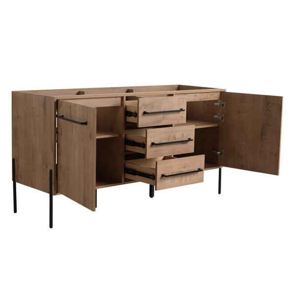 English Elm 60" Freestanding Bathroom Vanity with Soft-close Doors and Three Drawer Storage W999P405133