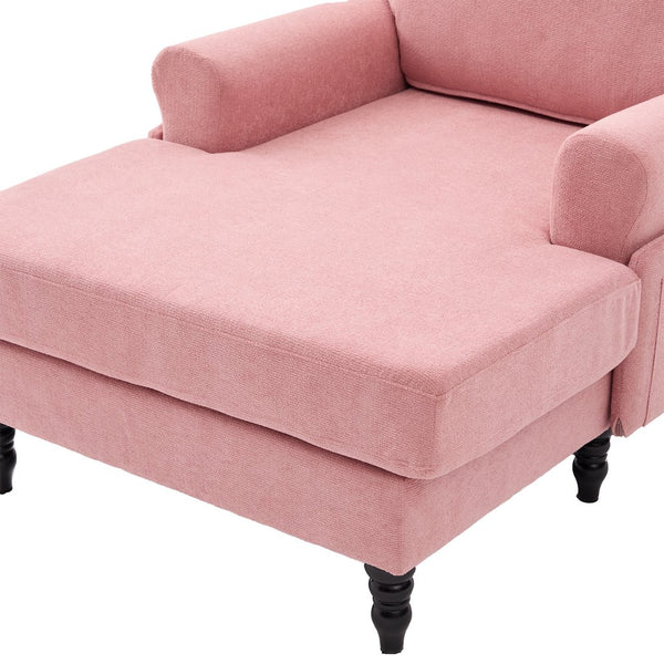 English Elm Modern Chenille Fabric Recliner Chaise Lounge Sofa with High-Resilience Foam, 550LB Capacity, Cozy Plush Backrest and Armrests for Living Room Relaxation Pink W395P371343