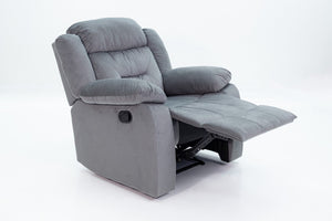 English Elm Single Velvet Manual Recliner with Channel Tufting for Cozy Living Room Lounging B089P240505