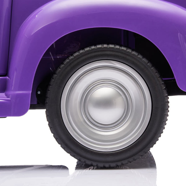 English Elm 12v Chevrolet 3100 Licensed Vintage Pickup Ride on Truck with Led Lights and Parent Remote Purple W1578P214181