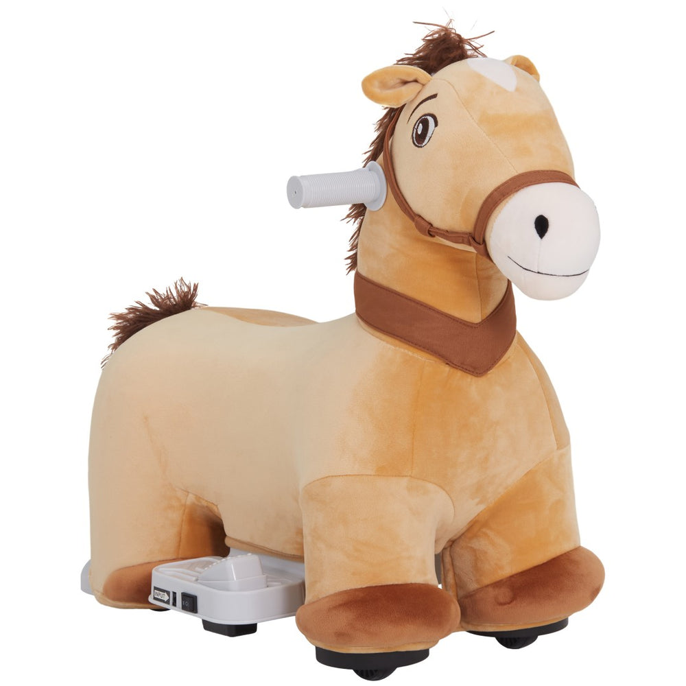English Elm Qaba Battery Powered Toddler Ride on Pony with Music Soft Touch Foam Seat Pu Wheels Brown W2225P249818