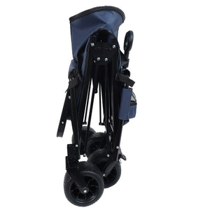 English Elm 3-in-1 Convertible Utility Wagon with Folding Tabletop Bench Seat All-terrain Wheels Dark Blue W2932P320638