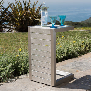 English Elm Christopher Knight Home® - CAPE C-shaped Aluminum Outdoor Side Table for Patio & Poolside — Lightweight, Weather-Resistant Design Silver 59990.00