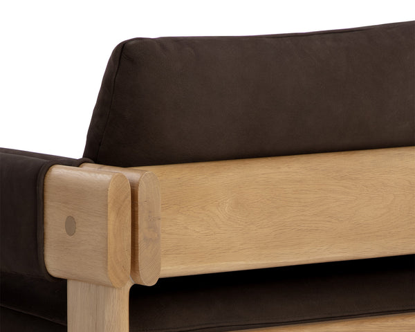 Sunpan Carmichael Lounge Chair - Handcrafted Solid Oak & Top Grain Leather for Modern Elegance and Comfort Nubuck Cocoa Leather