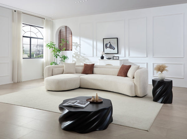 English Elm 132" Boucle Curved Sectional Sofa Modular L Shape Minimalist Seating for Living Room W2664S00104