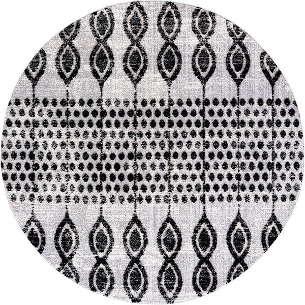 Unique Loom Cherokee Asheville Machine Made Geometric Rug Black, Ivory 7' 1" x 7' 1"