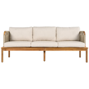 English Elm Christopher Knight Home® - Outdoor 3-piece Acacia Wood and Rope Patio Sofa Set Teak Beige — Water-Repellent Cushions, Durable Hardwood, Handwoven Rope Design N757S342866B