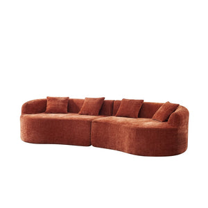 English Elm 111" L Shaped Cloud Sofa Plush Chenille Upholstered High Density Foam Apartment Living Room Orange W1669S00054