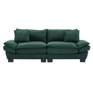 English Elm Corduroy Modern Sofa Sleeper Loveseat with Double-Layer Cushions, Two Pillows, Sturdy Frame 84" Green W676P227343