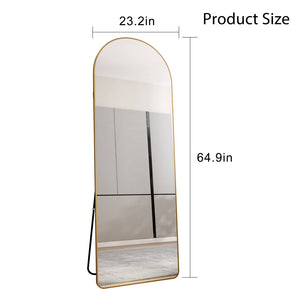 English Elm The Arched Gold Aluminum Full Length Floor Mirror for Bedroom Entryway Dressing Room W1151140053