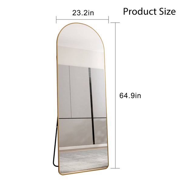 English Elm The Arched Gold Aluminum Full Length Floor Mirror for Bedroom Entryway Dressing Room W1151140053