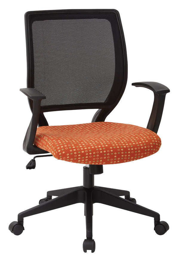OSP Home Furnishings Screen Back Mesh Task Chair with Lumbar Support and T Arms for Home Office Use Tangelo EM51022N-K105