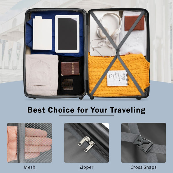 English Elm 2 Piece Abs Hard Shell Spinner Luggage Set with Tsa Lock Expandable Travel Suitcases Blue N732P198744C