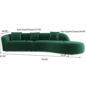 English Elm Ashcroft Furniture - Best Elijah Japandi Curvy Boucle Sectional Sofa 126" — Designer French boucle, high-density foam comfort, removable legs, easy assembly, durable fabric B183S00067
