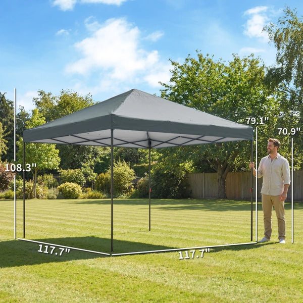 English Elm Pop up Canopy Tent with Steel Frame Upf30 Oxford Roof for Outdoor Events and Tailgates Dark Gray T3971P466940