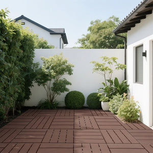 English Elm Plastic Interlocking Pp Deck Tiles Wood Grain Waterproof Patio Pool Surround 44 Pack W3022P251837