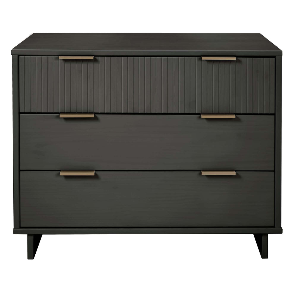 English Elm Granville 38" Dresser In Charcoal Gray – Stylish 3-Drawer Storage With Glam Accents For Modern Decor B365S00078