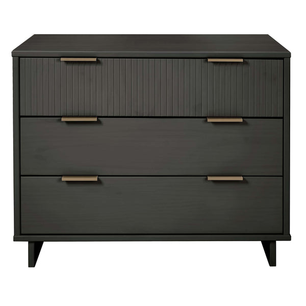 English Elm Granville 38" Dresser In Charcoal Gray – Stylish 3-Drawer Storage With Glam Accents For Modern Decor B365S00078