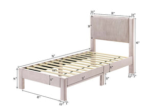 English Elm 1pc Plush Upholstered Headboard Queen Bed with Ribbed Texture, Low-Profile Frame and Sleek Modern Design Pink 45.3 L x 27 W x 6.9 H B2741P322570