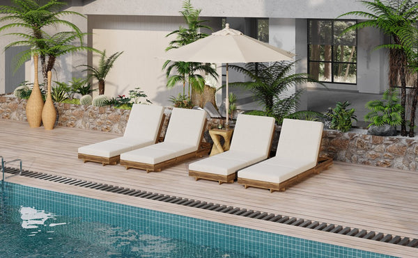 English Elm Christopher Knight Home® - Outdoor Chaise Lounge Chair Crafted from Acacia Solid Wood with 6-Position Recline, Breathable Slat Design for Poolside Comfort and Durable Weather Resistance Teak N770P281696T