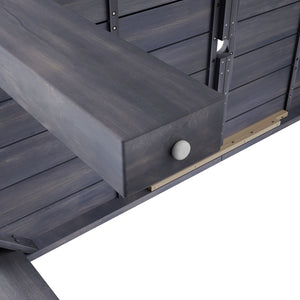 English Elm TREXM 7-Piece Patio Dining Set for 6 with 70.8" Acacia Table, Removable UV Waterproof Cushions, Gray-Beige N715P218121E