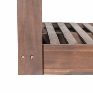 English Elm TOPMAX Acacia Wood Twin Porch Swing Bed Frame with High Back, 350lb Capacity & 118" Hemp Ropes Brown N717P265795D