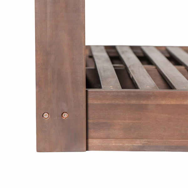 English Elm TOPMAX Acacia Wood Twin Porch Swing Bed Frame with High Back, 350lb Capacity & 118" Hemp Ropes Brown N717P265795D