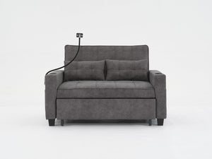 English Elm Futon 3-in-1 Convertible Pull-Out Sleeper Chair with USB-C & USB Port, Cup Holders, Dark Grey Tech Cloth W1829S00012