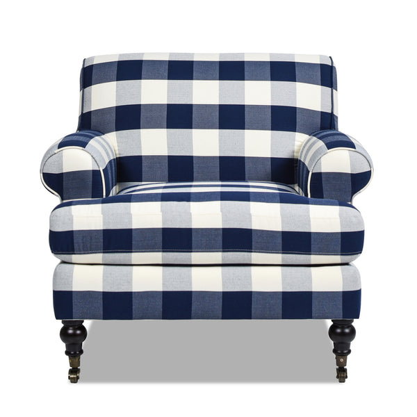 English Elm Jennifer Taylor Home - Alana 38" Lawson Accent Arm Chair With Metal Casters – Stylish Blue Lattice Woven Comfort Seat B2719P238308