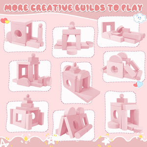 English Elm 14pcs Modular Foam Play Couch Set Convertible Toddler Fort Builder for Playrooms Pink T5880P493429