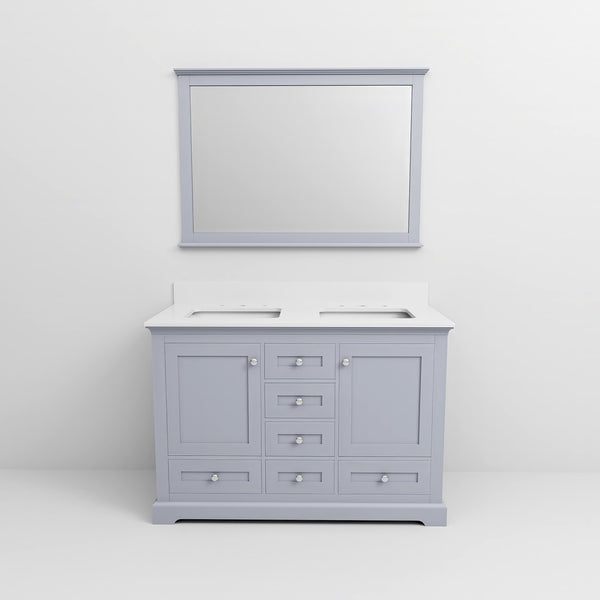English Elm Dark Grey Double Bath Vanity 48 in. W x 22 in. D with Cultured Marble Top, Soft-Close Drawers, Mirror Included B2731S00729